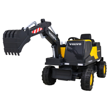 Koparka Volvo na akumulator Żółta + Ruchoma łyżka + 2 baseniki + 150 piłek + Pilot + Radio MP3 + LED